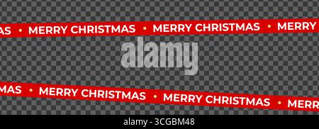 Weihnachtsdekorationsband Mit Merry Christmas Text Im Nahtlosen Red Tape Style. Perfektes Element Für Geschenkverpackungen, Weihnachtsdesign, Poster, Werbeanzeigen Und Stock Vektor