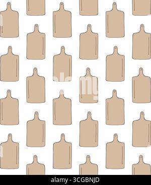 Nahtloses Vektor-Muster von Hand zeichnen Schneidebrett Stock Vektor