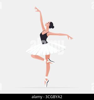 Klassische Balletttänzerin in Tutu-Flat-Vektor-Design. Stock Vektor