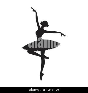 Balletttänzersilhouette isoliert auf weißem Hintergrund Vektor-Illustration. Stock Vektor