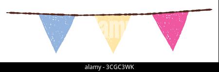 Buntes handgezeichnetes Fahnenbanner im Kinderzeichnungsstil auf isolierter weißer Hintergrundvektor-Illustration Stock Vektor