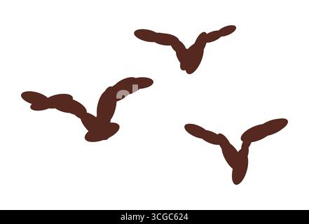 Kindliche braune Vogel Silhouetten fliegen im Himmel auf isolierter weißer Hintergrund Vektor-Illustration Stock Vektor