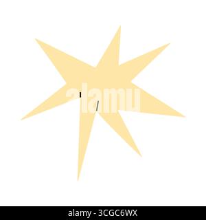 Einfacher isolierter gelber Stern mit Karikaturgesicht auf weißem Hintergrund Vektorillustration Stock Vektor