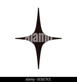 Einfache schwarze Sternsilhouette mit scharfen Punkten auf einer weißen isolierten Hintergrundvektorillustration Stock Vektor