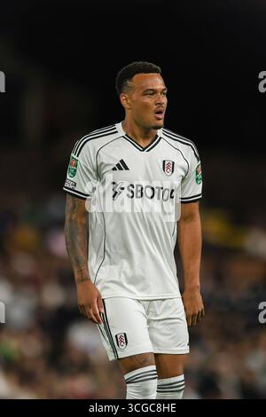 Fulham, London, Großbritannien. August 2025; Craven Cottage, Fulham, London, EFL Carabao Cup Football, Fulham gegen Bristol City; Rodrigo Muniz of Fulham Credit: Action Plus Sports Images/Alamy Live News Stockfoto