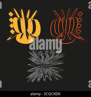 Abstrakte organische Formen. Orangefarbene gelbe Linien. Illustration chaotischer Vektor. Handgezeichnetes Design. Stock Vektor