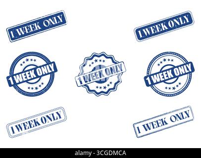 Eine Sammlung von Gummistempeln und -Dichtungen nur für 1 Woche Stock Vektor