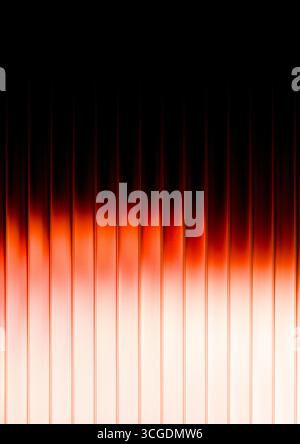 Abstraktes Design mit roten und orangen Formen, die Verlaufslinien auf schwarzem Hintergrund erzeugen. Modernes digitales Design Stockfoto