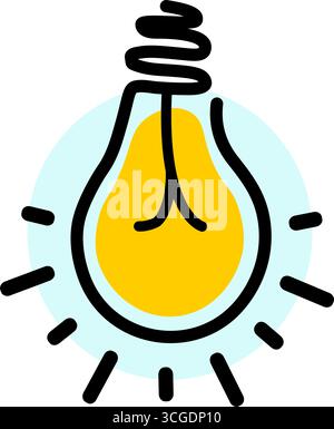 Abstrakte Glühlampe auf weißem Hintergrund. Die Idee ist eine Glühbirne. Stock Vektor