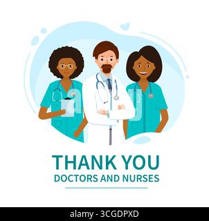 Poster oder Banner mit Gruppe von Ärzten. Concept Medical Center. Stock Vektor