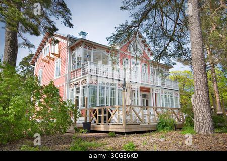 Historische und traditionelle Pension von Hanko aus Holz - Villa Maija, Finnland Stockfoto