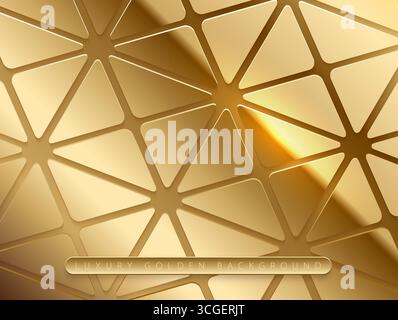 Vektor-abstrakte Gold-Schichten Business Hintergrund mit Dreiecken Formen auf aureate. Luxuriöses geometrisches Muster aus glänzendem Laminatmaterial Stock Vektor