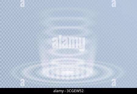 Hochwertiges strahlend weißes Energieportal mit kreisförmigen Lichtwellen und transparentem Hintergrund. Ideal für Sci-fi-Designs, Spielelemente und Fantasy Stock Vektor