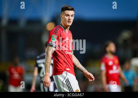 Cleethorpes, Großbritannien. August 2025. Manchester United Benjamin Sesko (30) während des Spiels Grimsby Town FC gegen Manchester United FC Carabao Cup 2. Runde im Blundell Park, Cleethorpes, England, Vereinigtes Königreich am 27. August 2025 Credit: Phil Duncan/Every Second Media Credit: Every Second Media/Alamy Live News Stockfoto