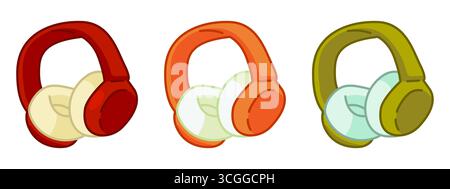 Farbenfrohe Kopfhörerkollektion In Cartoon Stock Vektor