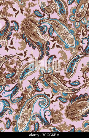 Traditionelle Paisley-Grenze. Dekoratives Paisley-Muster für Textildesign Stock Vektor