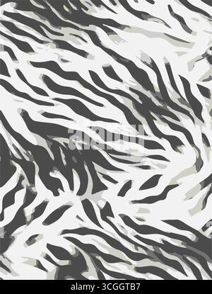 Zebradruck, eine schwarz-weiße Farbe, Grunge Linien Ikat Muster, gestreifte nahtlose Muster, Vektor-Illustration Hintergrund für Druck das Papier. Stock Vektor