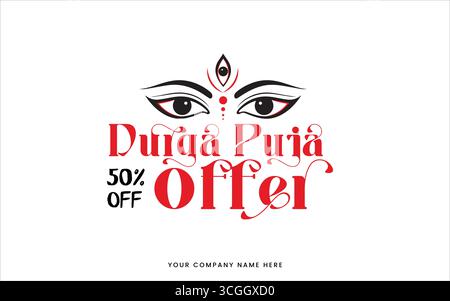 Navaratri oder Happy durga Puja Festival Sale Tag Poster Banner oder große Festsaison Angebot Poster, bis zu 50 % Rabatt Poster, vollständig bearbeitbar Stock Vektor