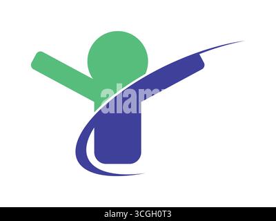 Abstrakte Menschen Swoosh Symbol mit modernem Kurvenstil, dynamisches menschliches Symbol für Logo, Gesundheit, Fitness, Gemeinschaft, Geschäft, und Teamwork Design, Vektor Stock Vektor