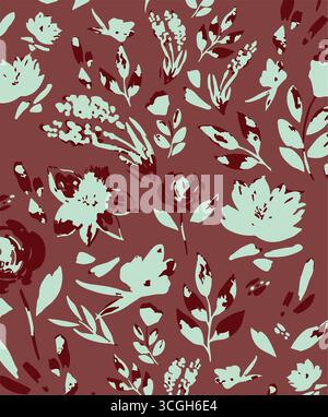 Vintage-Blumenhintergrund. Blumenmuster mit kleinen blauen Blüten auf elfenbeinfarbenem Hintergrund. Nahtloses Muster für Design und Modeschmucke. Ditsy Stock Vektor