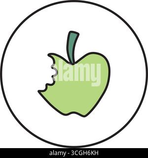 Apple Doodle Icon handgezeichnet mit dünner Linie in minimalistischem Stil und Farbe. Vektorillustration isoliert auf weißem Hintergrund Stock Vektor