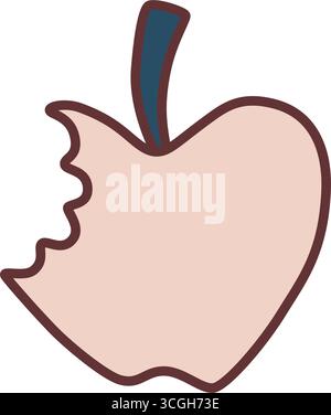 Apple Doodle Icon handgezeichnet mit dünner Linie in minimalistischem Stil und Farbe. Vektorillustration isoliert auf weißem Hintergrund Stock Vektor