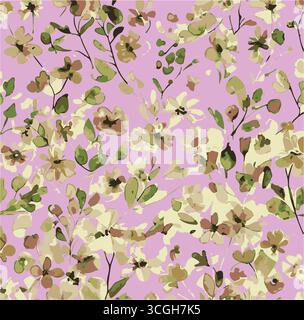 Vintage-Blumenhintergrund. Blumenmuster mit kleinen blauen Blüten auf elfenbeinfarbenem Hintergrund. Nahtloses Muster für Design und Modeschmucke. Ditsy Stock Vektor