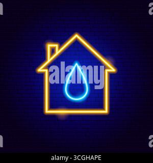 House Plumbing Water Neon Schild Stock Vektor