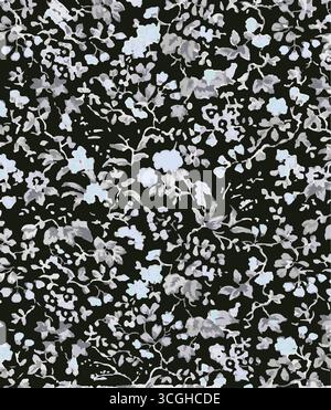 Vintage-Blumenhintergrund. Blumenmuster mit kleinen blauen Blüten auf elfenbeinfarbenem Hintergrund. Nahtloses Muster für Design und Modeschmucke. Ditsy Stock Vektor