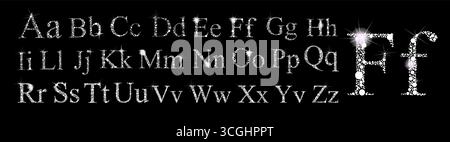 Schneepunkt-Alphabet handgezeichnet. Nicht AI, Vektorillustration Stock Vektor