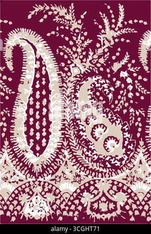 Blumendesign im Vektorformat mit böhmischem Textildruck, geeignet für Stoff, Kleidung, Cover, Motive und Tapeten. Paisle Stock Vektor