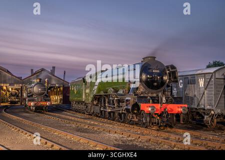 BR 'A3' 4-6-2 No.60103 'Flying Scotsman' und GWR 'Castle' 4-6-0 No.4079 'Pendennis Castle', Didcot Railway Centre, Oxfordshire, England, Vereinigtes Königreich Stockfoto
