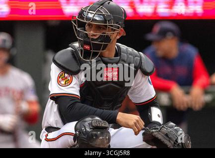 Baltimore, USA. August 2025. BALTIMORE, MD – 28. AUGUST: Alex Jackson (70) blickt während eines MLB-Spiels zwischen den Baltimore Orioles und den Boston Red Sox am 28. August 2025 im Oriole Park in Camden Yards in Baltimore, Maryland. (Foto: Tony Quinn/SipaUSA) Credit: SIPA USA/Alamy Live News Stockfoto