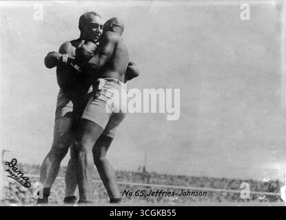 The Jack Johnson-Jeffries Boxkampf - Reno, 4. Juli 1910 Stockfoto