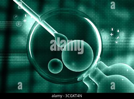 IVF, medizinischer Hintergrund. 3D-Abbildung Stockfoto