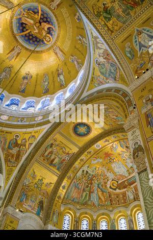 Innenansicht des Saint-Sava-Tempels und der goldenen Kuppel in Belgrad, Serbien Stockfoto