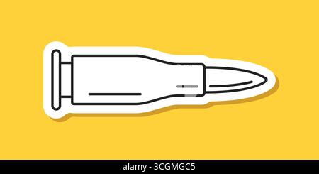 Patronen-Aufkleber-Symbol in flacher Ausführung. Illustration des Symbol-Vektors für Munition auf isoliertem Hintergrund. Munitionszeichen-Geschäftskonzept. Stock Vektor