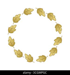 Runder Dekorrahmen aus Herbstblättern. Perfekt für Grußkarten im Herbst, Boho-DIY-Projekte und cottagecore-Drucke. Stock Vektor