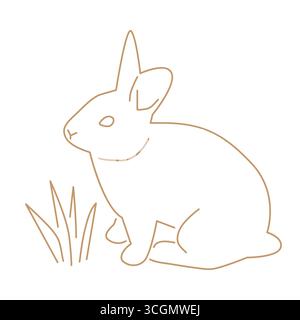 Hase, Kaninchenlinie Silhouette; Symbol von Ostern, Frühling - Vektor-Illustration Stock Vektor
