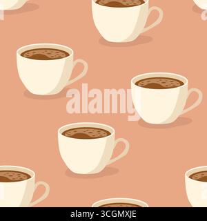 Nahtloses Muster mit heißen Kaffeetassen - Vektorillustration Stock Vektor