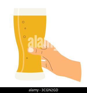 Hand halten Glas Bier- Vektor-Illustration Stock Vektor
