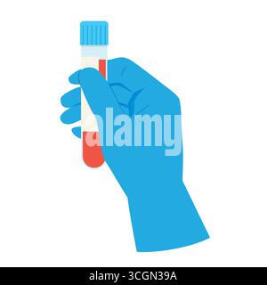 Wissenschaftler Hand hält Blutprobe; Labor, medizinisches Forschungskonzept - Vektorillustration Stock Vektor