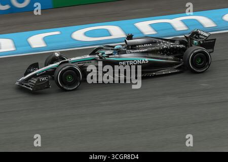 Niederlande, 29. August 2025. Formel 1 großer Preis von Heineken Dutch 2025 auf dem Circuit Zandvoort in Zandvoort, Niederlande. Im Bild: George Russell aus Großbritannien fährt das 63 Mercedes AMG Petronas F1 Team W16 im zweiten Training © Piotr Zajac/Alamy Live News Stockfoto