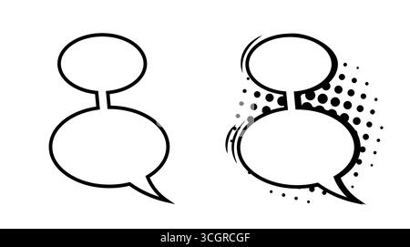 Ein Satz ovaler Sprechblasen-Vorlagen mit Halbtonschatten auf weißem Hintergrund. Stock Vektor