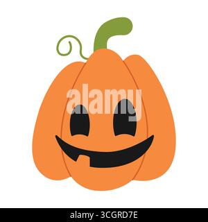 Handgezeichneter gruseliger und süßer Kürbis. Halloween-Design. Isolierter weißer Hintergrund. Vektorabbildung in abgewickelter Form. Stock Vektor