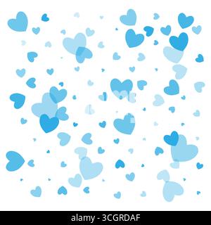 Nahtloses Muster einfacher blauer Herzen auf weißem Hintergrund. Festlicher Hintergrund zum Valentinstag. Stock Vektor