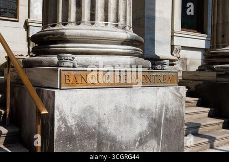 Bank of Montreal, Banque de Montréal in Montreal, Quebec, Kanada. Kanadische Investmentbank, Finanzdienstleister. Die Zentrale der Rechtsabteilung befindet sich in der Innenstadt Stockfoto