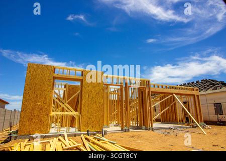 Rahmenphase Des Brandneuen Hausbaus Stockfoto