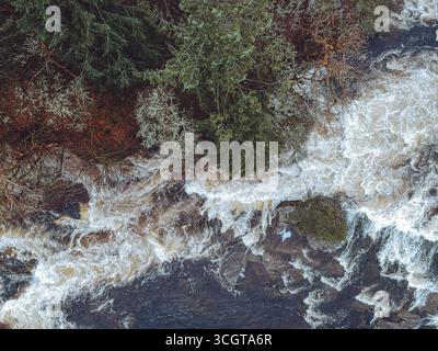 Fälle von Dochart aus der Luft Stockfoto