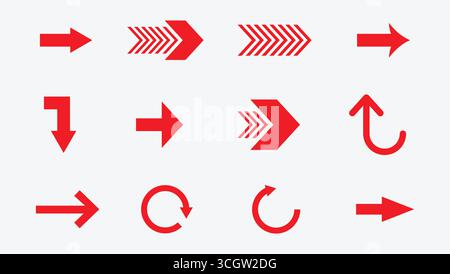 Satz rauer Kanten verschiedener Formen von Pfeilen - Pfeilsatz Stock Vektor